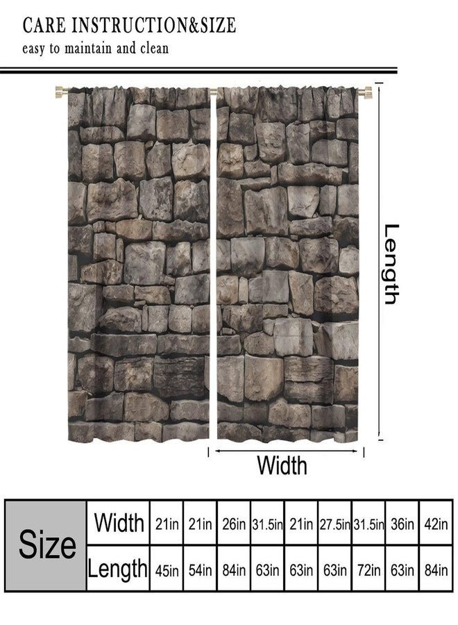 LOMADIA Retro Stone Brick Wall Blackout Curtain,Rocks Stone Wall Nature Scenery Rod Pocket Drapes Treatments Window Curtains for Kitchen Living Room Office Cafe Decor 21" W x 45" L (Pack of 2) - Image 5